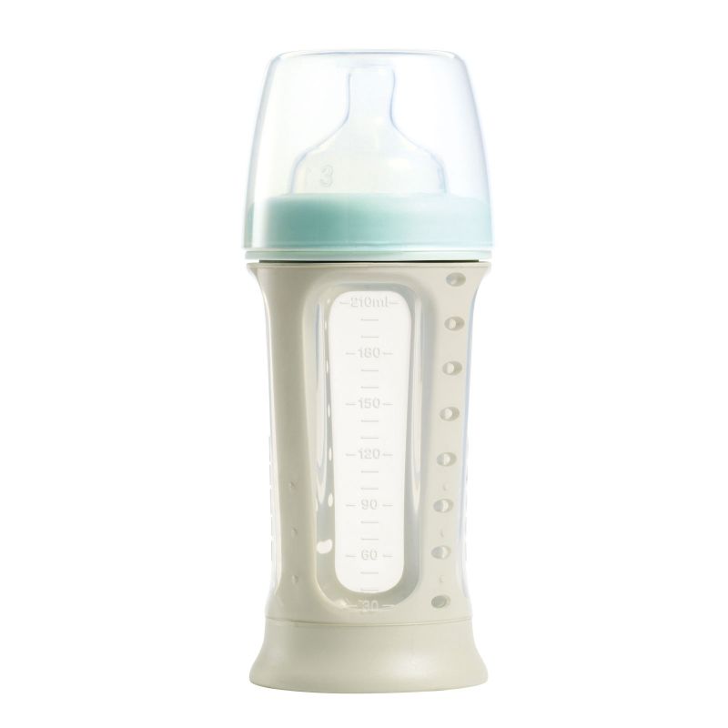 Biberon silicone Biboz poudré bleu (210 ml) Béaba