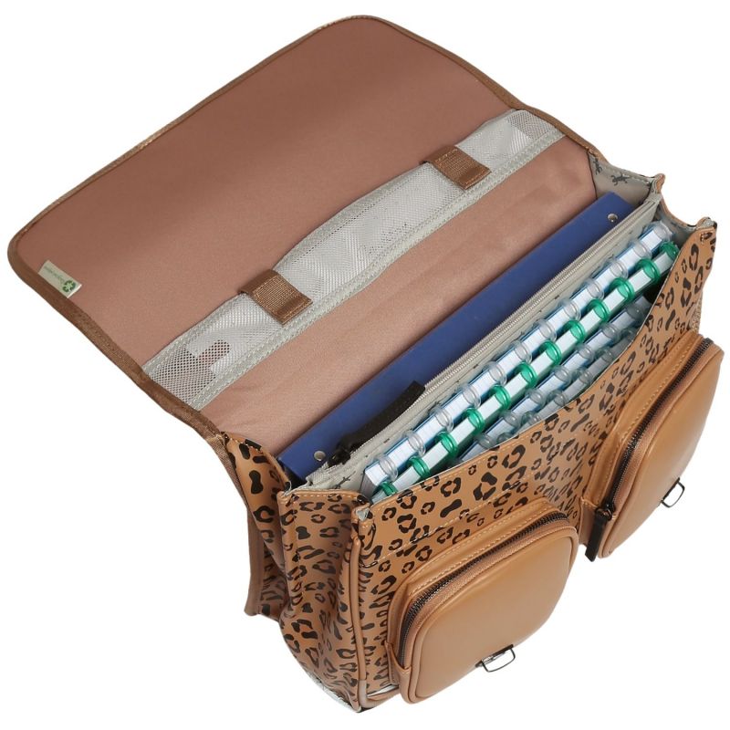 Cartable A4 primaire Tan Leopard (38 cm) Caméléon Produit ouvert 4