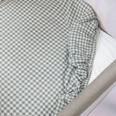 Drap housse pour berceau Praliné Vichy Matcha (90x50 cm)