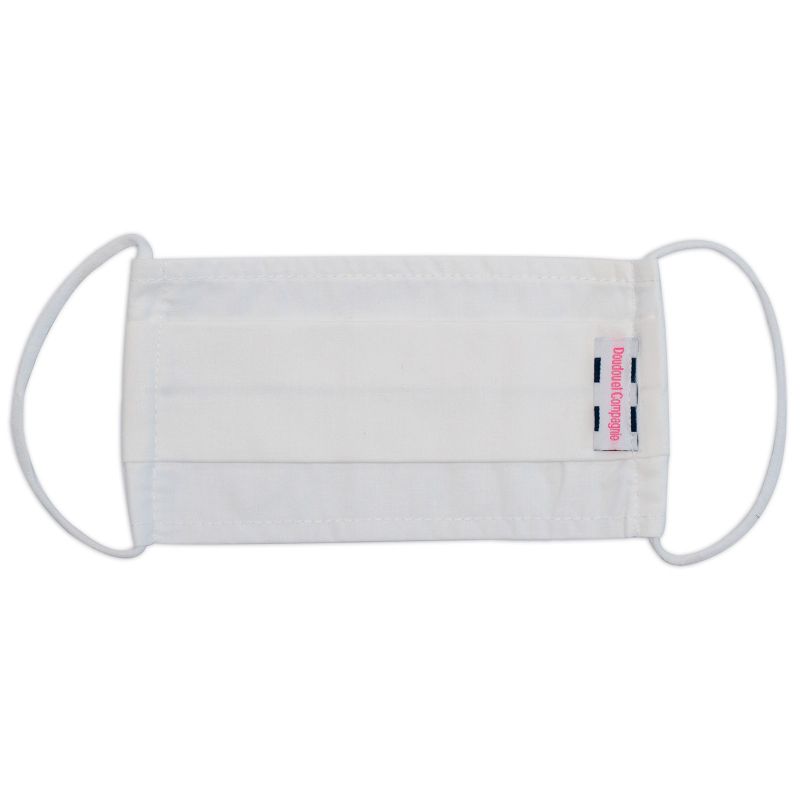 Masque de protection lavable en popeline de coton blanc (7-9 ans) Doudou et Compagnie