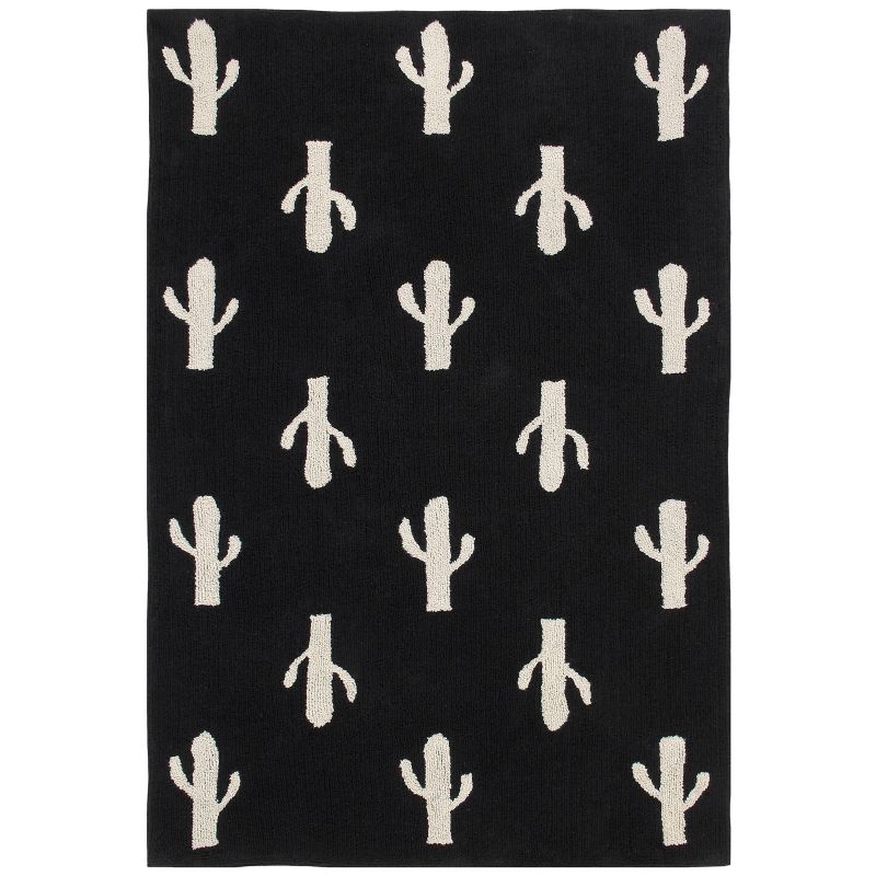Tapis lavable cactus noir et blanc (140 x 200 cm) Lorena Canals