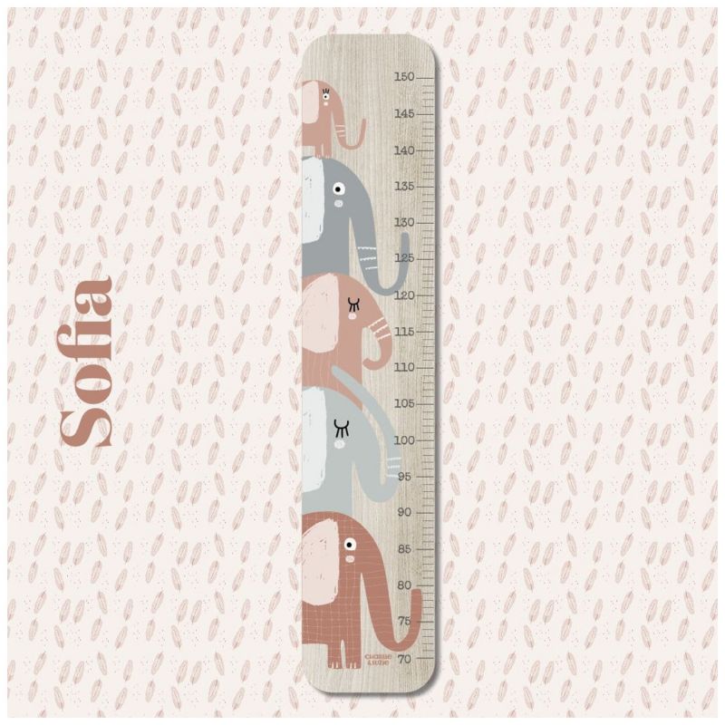 Toise en bois XXL Éléphant personnalisable Charlie et Suzie Ambiance 1