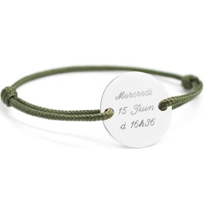 Bracelet personnalisé medaille et nacre (argent) - Jollia