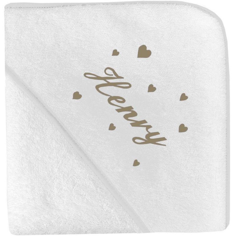 Cape de bain coeur taupe personnalisable (80 x 80 cm) ANVIE