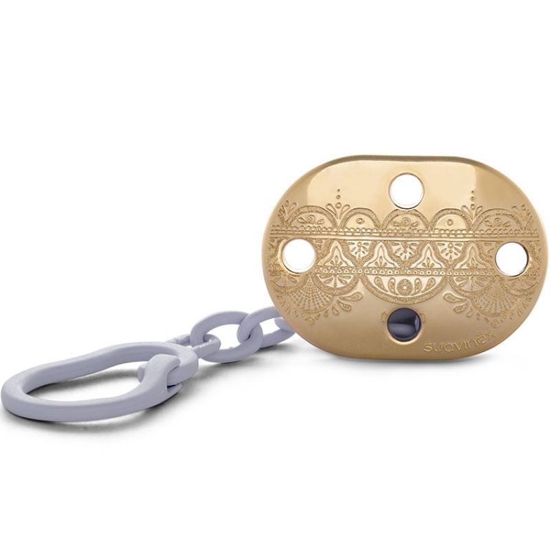 Attache sucette Couture Ethnic blanc et doré Suavinex
