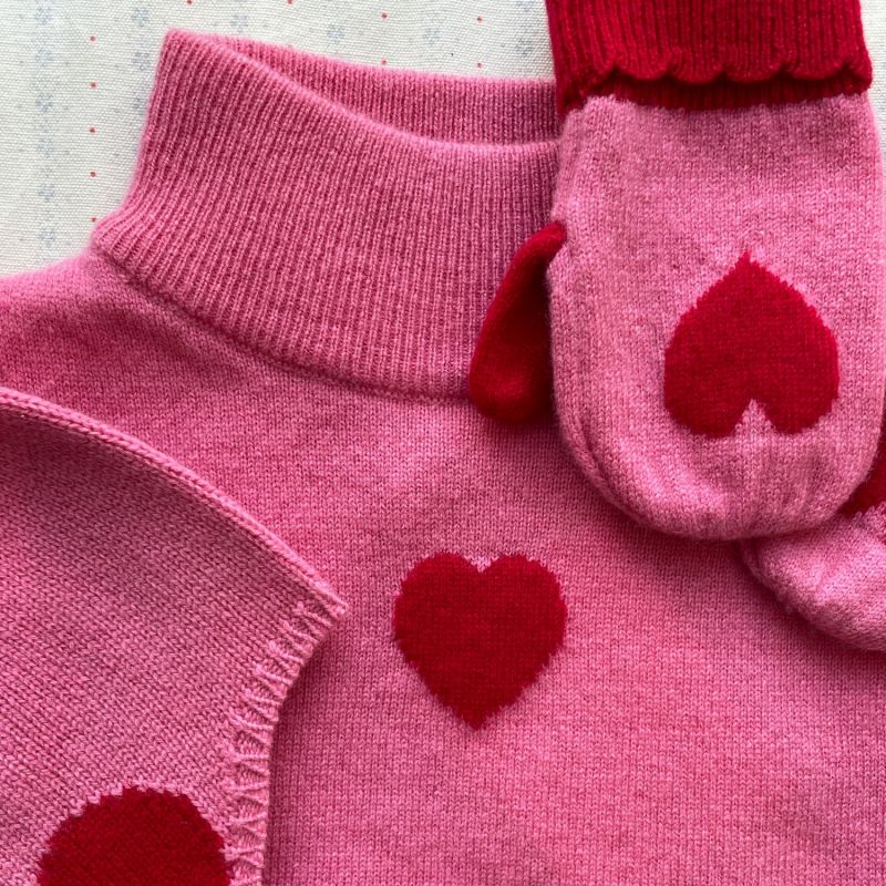 Plastron en maille à col roulé Cœur rose (2-4 ans) Konges Sløjd Ambiance 2