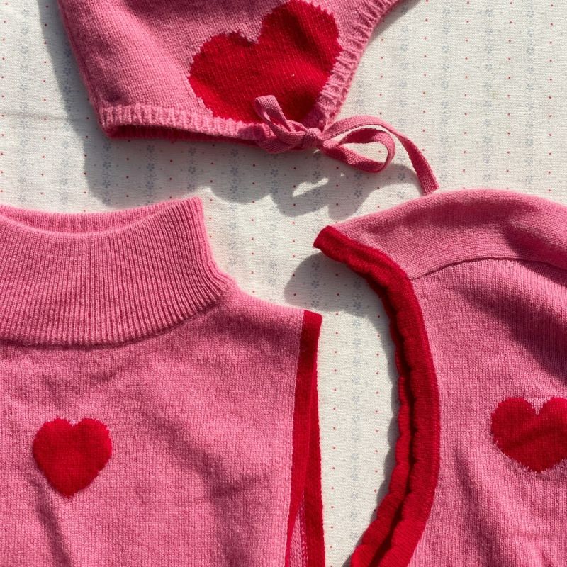 Plastron en maille à col roulé Cœur rose (2-4 ans) Konges Sløjd Ambiance 4