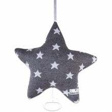 Coussin musical étoile Star gris anthracite et gris (30 cm)  par Baby's Only