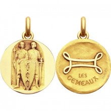 Médaille signe Gémeaux avec revers (or jaune 750°)  par Becker