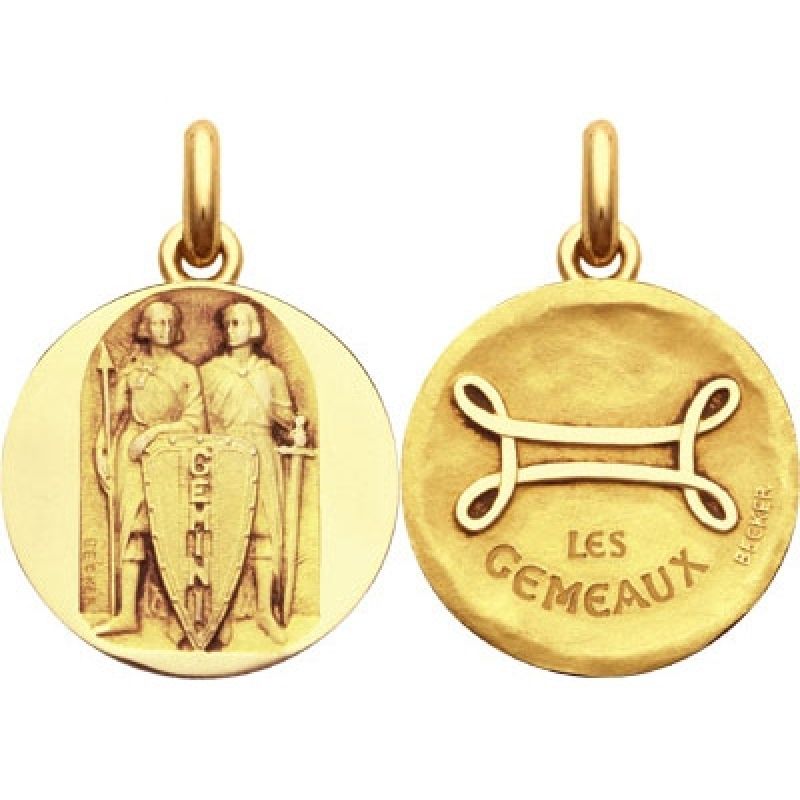 Médaille signe Gémeaux avec revers (or jaune 750°) Becker