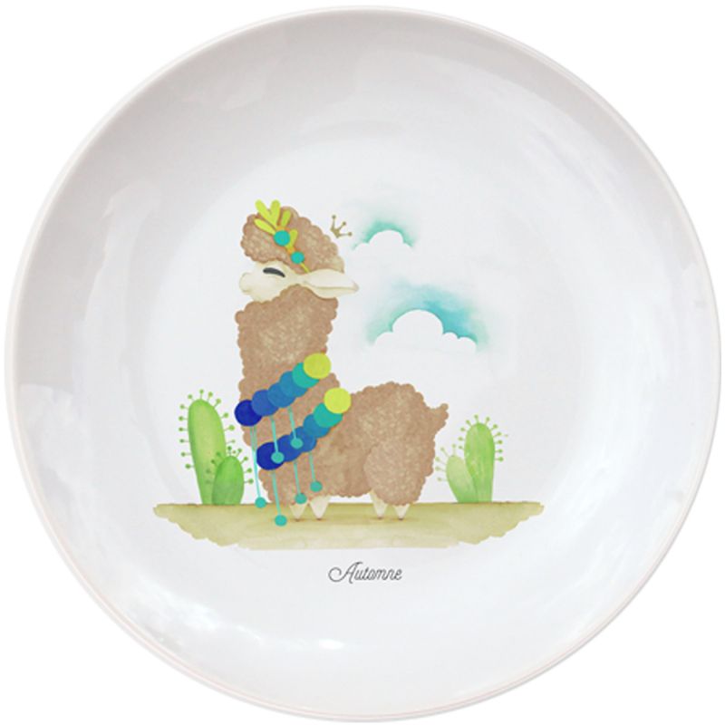 Assiette en porcelaine Lama marron (personnalisable) Gaëlle Duval