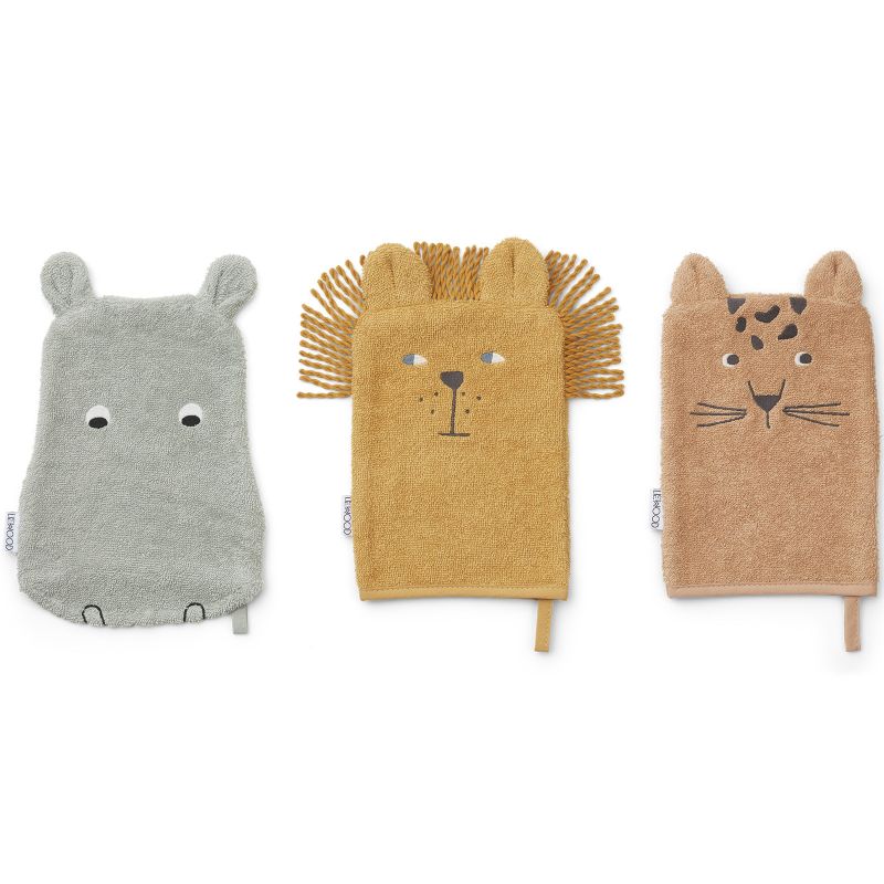 Lot de 3 gants de toilette Sylvester safari Liewood