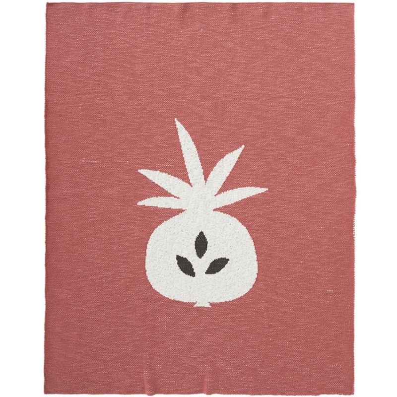 Couverture en coton bio ananas corail (100 x 150 cm) Fresk
