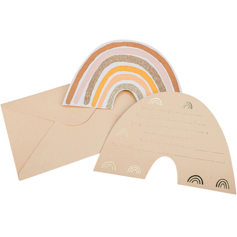 Lot de 8 cartes d'invitation Arc-en-ciel Arty Fêtes Factory