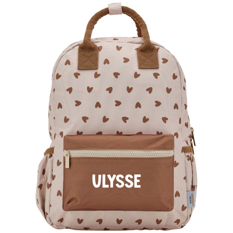 Sac à dos Cœurs Marron (personnalisable) Atelier Wagram Produit 3