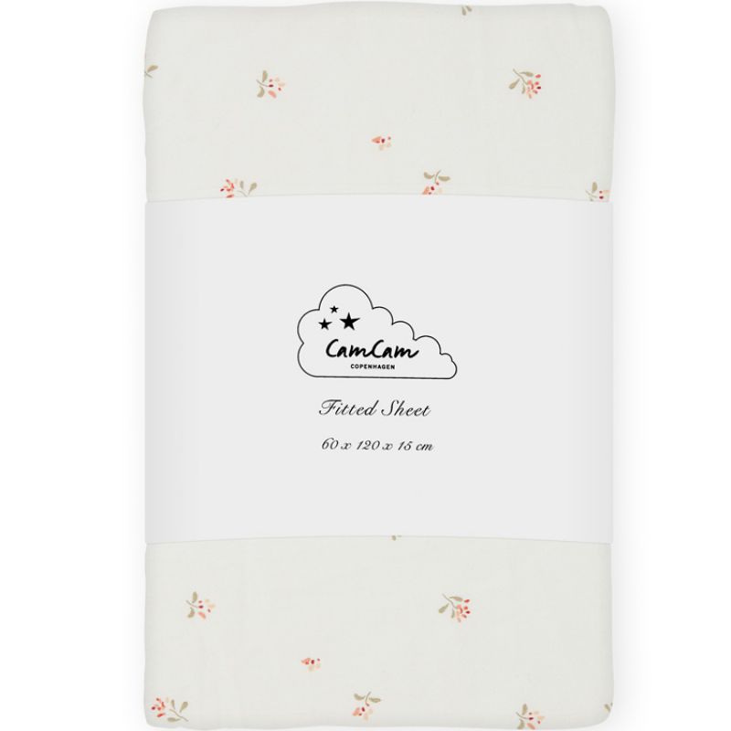 Drap housse en coton bio Poppies Coquelicot (60 x 120 cm) Cam Cam Copenhagen