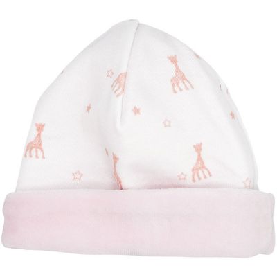 Bonnet de naissance en coton rose Sophie la girafe (1-3 mois) Trois Kilos Sept