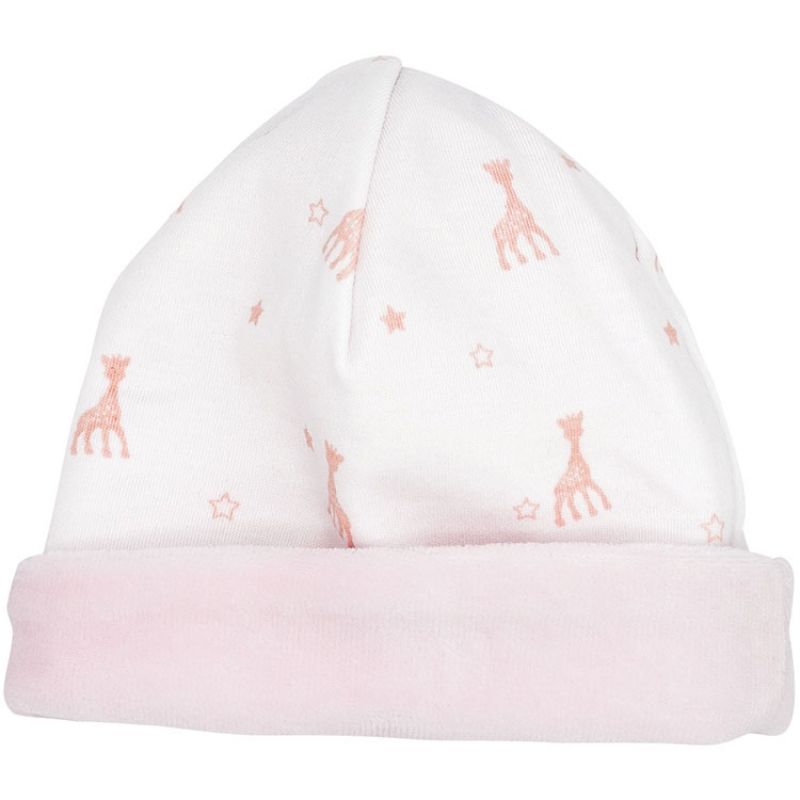 Bonnet de naissance en coton rose Sophie la girafe (1-3 mois) Trois Kilos Sept Produit 1