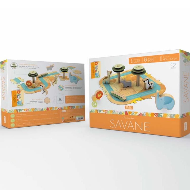 Livre + jouets en bois Savane Sassi Junior