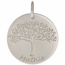 Médaille de naissance Mathis personnalisable 18 mm (or blanc 750°)  par Je t'Ador