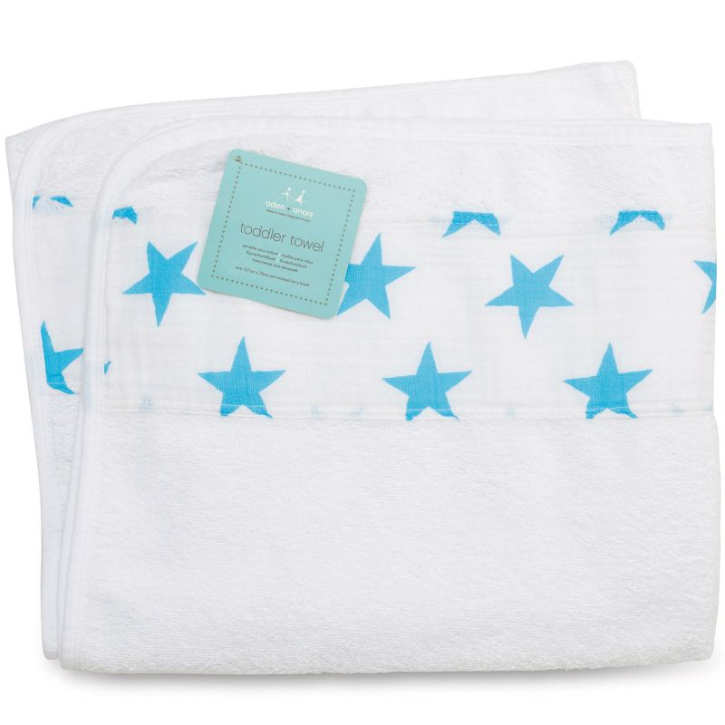 Serviette de bain bleu et blanc Fluo Blue aden + anais