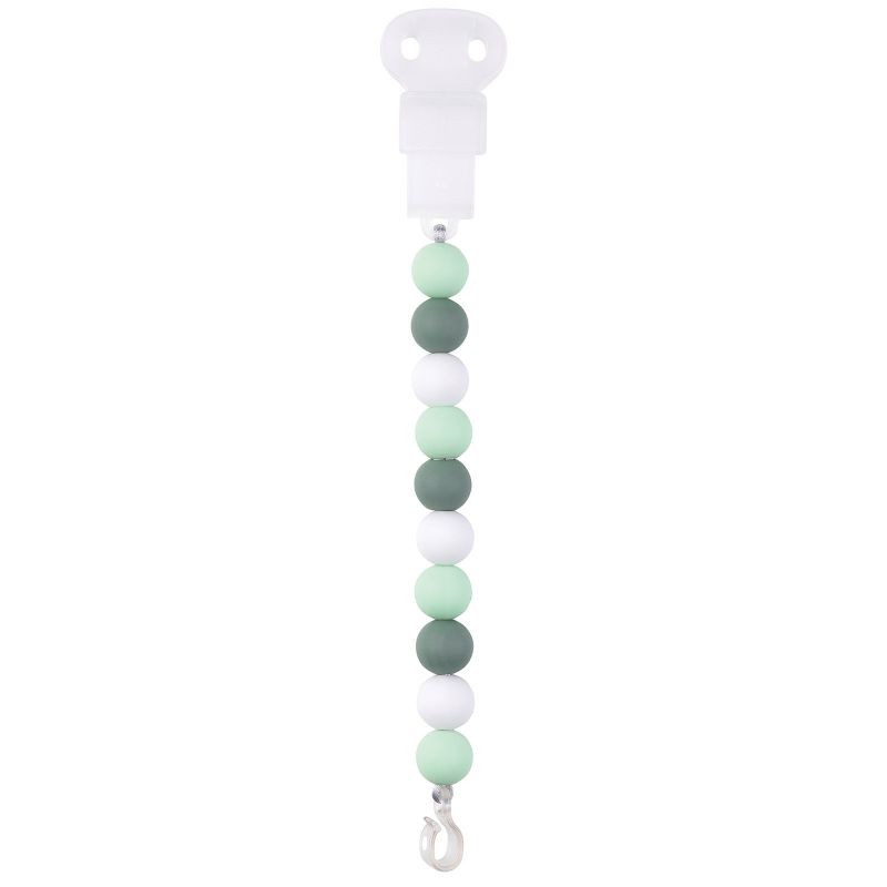 Attache sucette vert de gris et blanc Nattou
