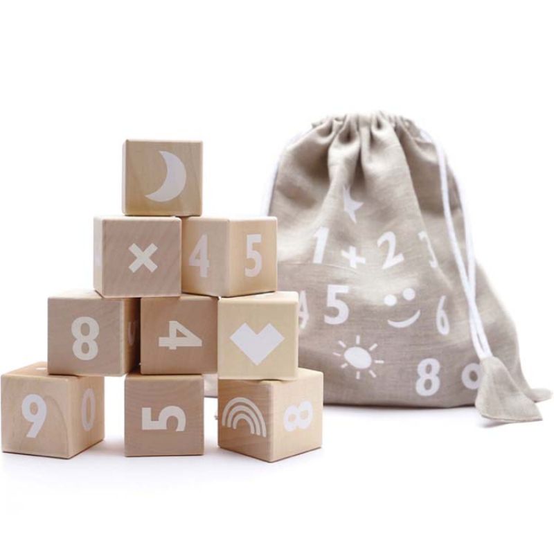 Cubes en bois Math blanc ooh noo