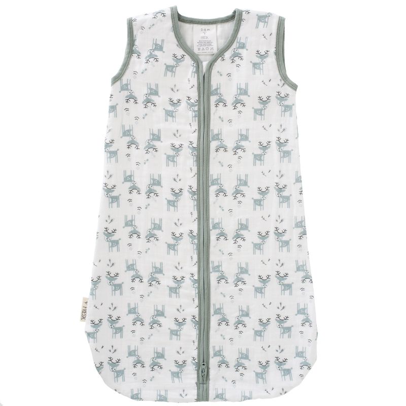 Gigoteuse légère en mousseline de coton Forêt des cerfs kaki (90 cm) Fresk