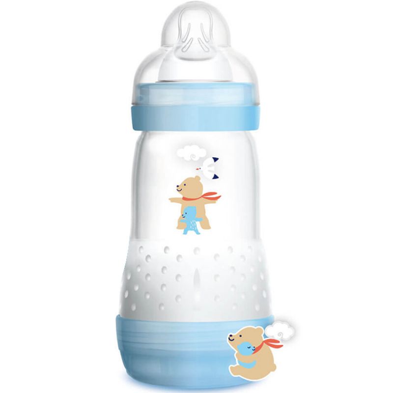 Biberon Easy Start anti-colique ours bleu - tétine débit 2 moyen (260 ml) MAM