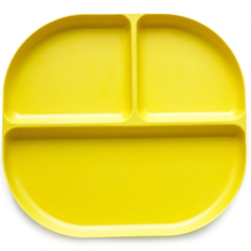 Assiette à compartiments en bambou Bambino jaune citron EKOBO
