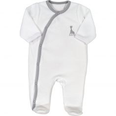 Pyjama croisé en velours blanc Sophie la girafe (naissance) - Trois Kilos Sept