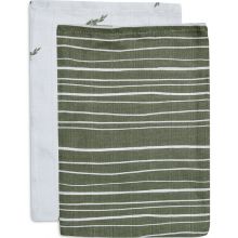 Lot de 2 gants de toilette en coton bio Stripe & Olive  par Jollein