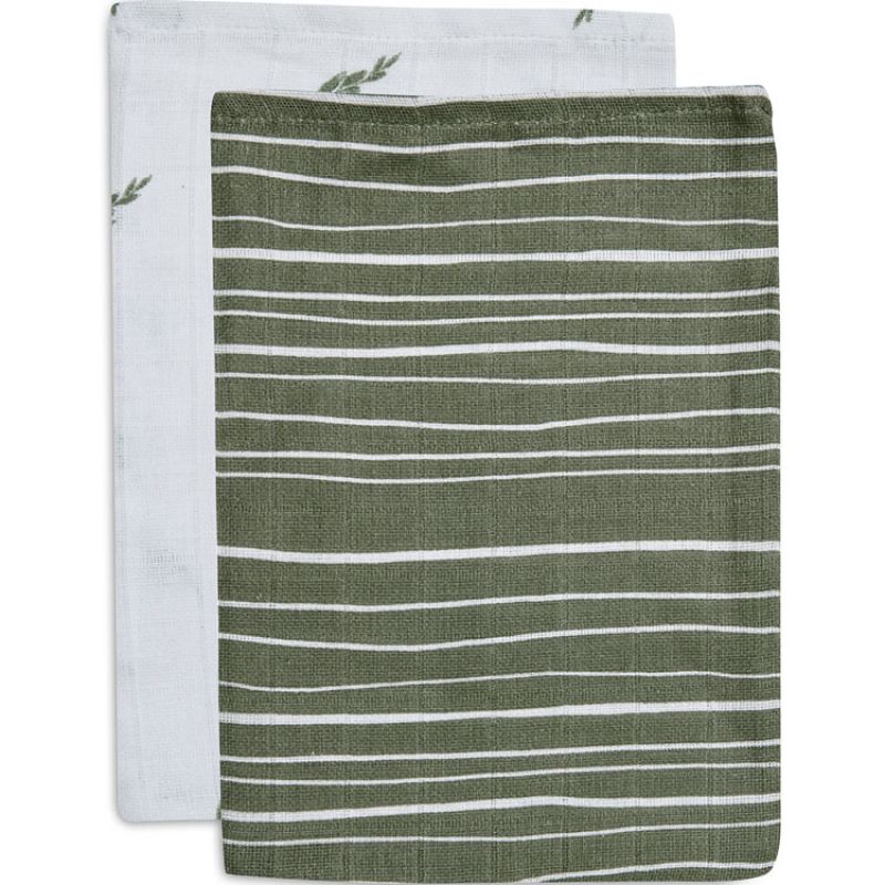 Lot de 2 gants de toilette en coton bio Stripe & Olive Jollein