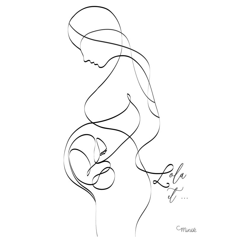 Affiche souvenir de grossesse A4 (personnalisable) Minoé