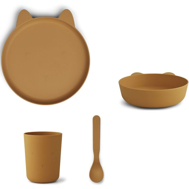 Coffret repas biodégradable Paul lapin moutarde (4 pièces) Liewood