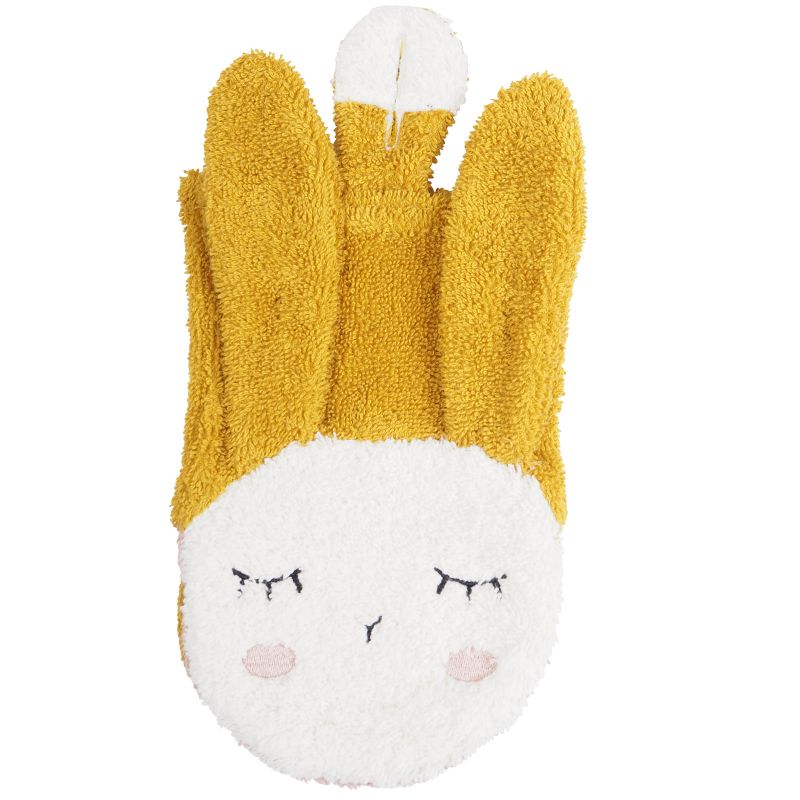 Gant de toilette Lapin moutarde Kikadu