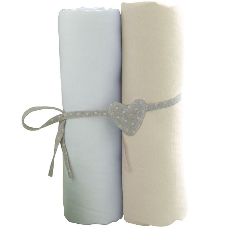 Lot de 2 draps housses blanc et écru (60 x 120 cm) Babycalin