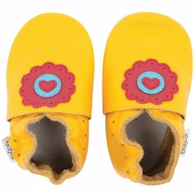 Chaussons en cuir Soft soles jaune dolie (15-21 mois)  par Bobux