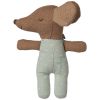 Bébé souris mi-endormie mi-éveillée dans une boîte d'allumettes Bleu Maileg Produit 1