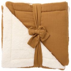Couverture peluche double gaze et microfibre havane (70 x 100 cm) - BB & Co
