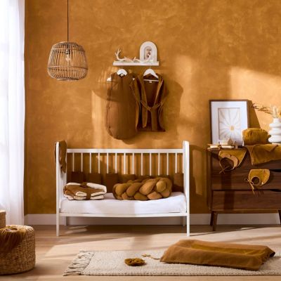 Couverture peluche double gaze et microfibre havane (70 x 100 cm)