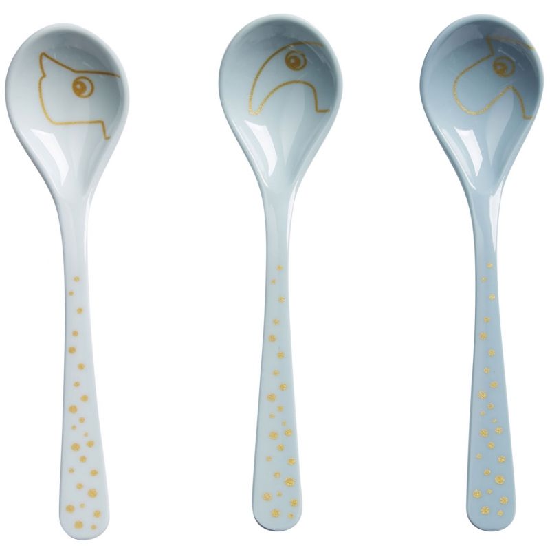 Lot de 3 cuillères Happy Dots bleu et doré Done by Deer