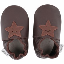 Chaussons en cuir Soft soles marron étoile (3-9 mois)  par Bobux