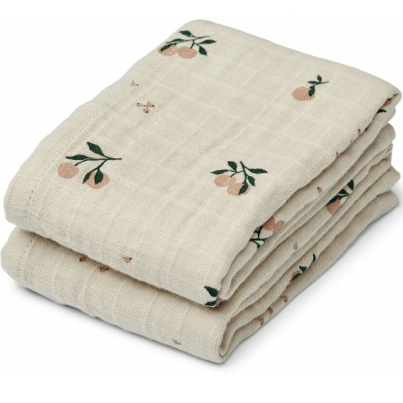 Lot de 2 langes en coton bio Lewis Peach sea shell mix (65 x 65 cm) Liewood