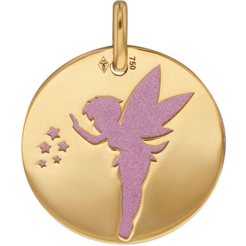 Médaille Fée personnalisable (acier rose et or jaune 750°) Lucas Lucor