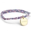 Bracelet cordon liberty Kids médaille ronde personnalisable (plaqué or) - Petits trésors