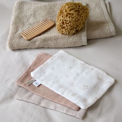 Lot de 3 gants de toilette en mousseline