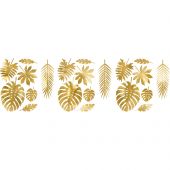 Décorations Aloha feuilles tropicales dorées (21 pièces)