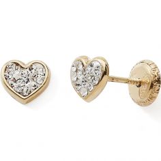 Boucles d'oreilles Coeur blanc (or jaune 375°) - Baby bijoux