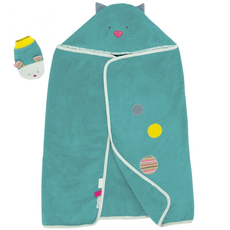 Cape de bain + gant Les Pachats (114 x 84 cm) Moulin Roty